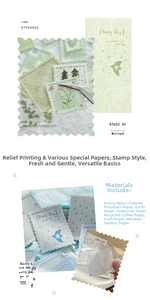 Detailed view of embossed stamp-style stickers with floral motifs and relief texture