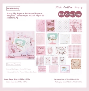 Detail showing vintage relief stamp stickers with animal illustrations and embossed patterns