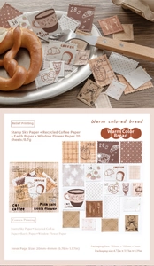 Macro detail of 20 vintage relief embossed bread stickers on various art papers