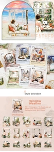 Dettaglio macro degli adesivi PET Window Weather con motivi a finestre acquerello