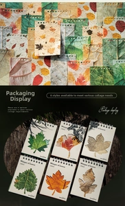 Macro detail of leaf-patterned journal paper texture with 6 floral stationery notebook sets