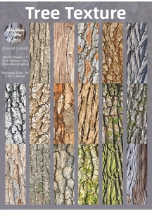 Dettaglio del washi tape da 40 mm con texture naturali di corteccia d'albero e legno