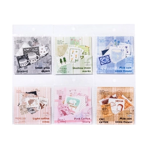 Letterpress relief stamp sticker set in 6 themes for scrapbooking decoration