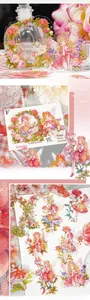 Detailed PET stickers featuring floral fairy illustrations for DIY scrapbooking decoration