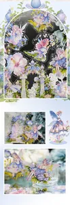 Detail of PET waterproof flower fairy stickers for journaling with high transparency
