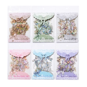 Lot de stickers PET 3D laser dorés nœuds papillon, six coloris, 20 pièces