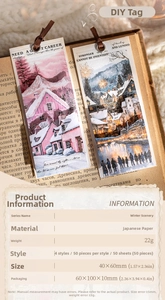 Detailed view of winter scenery washi paper stickers for scrapbooking and DIY crafts