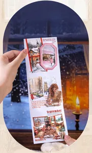 Winter landscape stickers and aesthetic scrapbooking material shown in cozy setting