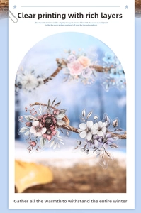 Detailed macro view of realistic floral PET stickers with roses and daisies on wood