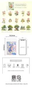 Macro detail of fairy and forest cottage PET stickers for DIY planner decoration