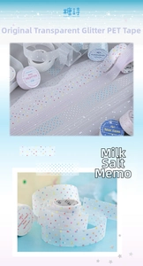 Macro view of PET glitter tape showing blue star lines and gradient dots patterns
