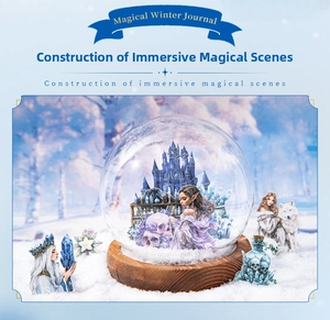 Detailed close-up of Winter Magic 3D paper craft stickers with castle and forest elements