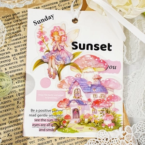 Flower fairy theme PET stickers for journaling with motivational quotes and ribbons