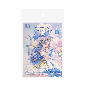 Flower Fairy Song PET sticker pack featuring blue elf girl for scrapbooking decoration