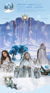 Exquisite winter fantasy stickers featuring white wolves, magic crystal balls and ice queens
