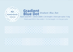 Detail view of 20mm blue gradient sparkling PET tape for DIY scrapbooking and planners