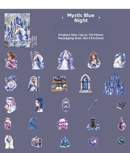 Winter magic theme DIY stickers set featuring watercolor illustrations on white kraft paper