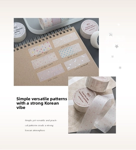 Detail of glitter PET masking tape featuring colorful dots and minimalist grid patterns