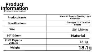 Detailed specs for 20pcs vintage kraft and tracing paper set with silver stamping process