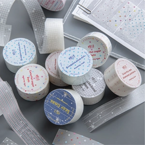 CANDY POETRY shimmering PET tape set featuring minimalist dots and checkered patterns for DIY