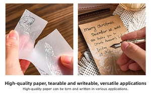 Macro detail of translucent vellum paper showing easy tearing and ink writing compatibility