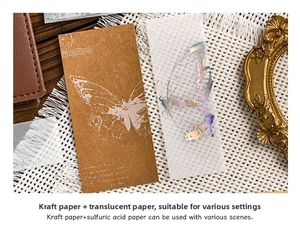 Macro detail of vintage paper ephemera featuring butterflies and cursive script textures