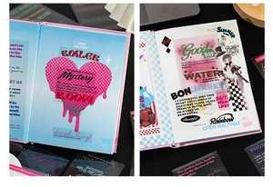 Vista dettagliata degli adesivi per scrapbooking estetici in stile Y2K con scritte inglesi
