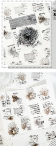 Macro view of Shadow Trace vintage stickers featuring ink strokes and retro typography