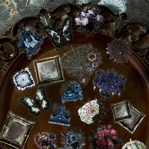 Gothic Dark Style Forgotten Castle PET Stickers Vintage Frame Butterfly Flower DIY Scrapbooking Decorative Materials