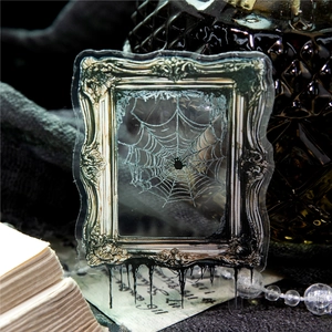 Gothic castle series PET sticker with spider web and ink drip in dark aesthetic