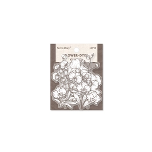 Retro Story Flower-Dyed orchid stickers for scrapbooking, 16 pieces of vintage PET floral decals