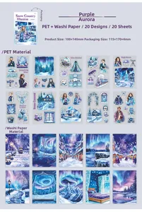 Detailed view of Snow Wonderland winter stickers for scrapbooking in PET and paper