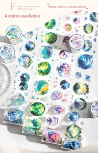 Detailed view of The World In Bubbles theme decorative washi tape for DIY journaling