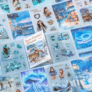 Libro di adesivi Snow Country Illusion a tema invernale per journaling e DIY 20 fogli
