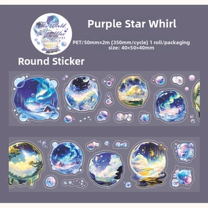 Macro view of holographic PET tape with bubble world patterns for vintage scrapbooking