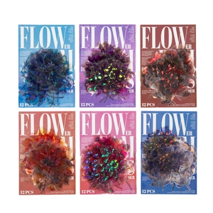Set of 12 laser floral PET stickers for scrapbooking in 6 vibrant gradient colors