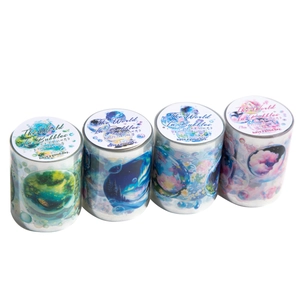 Four-roll set of bubble world PET decorative tapes for DIY journaling and crafts
