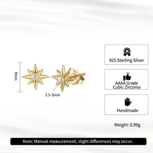925 sterling silver starburst stud earrings with AAAA zircon and 9mm vertical height