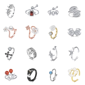Collection of minimalist adjustable cubic zirconia rings in silver and gold plating