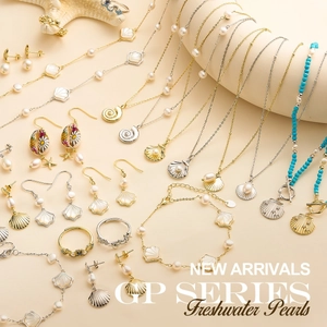 Marine style S925 silver jewelry set with natural freshwater pearls and shell elements