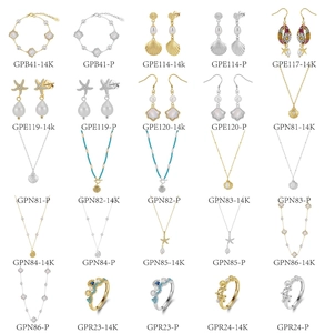 Detailed catalog of S925 silver ocean-themed jewelry with pearls and 14K gold plating
