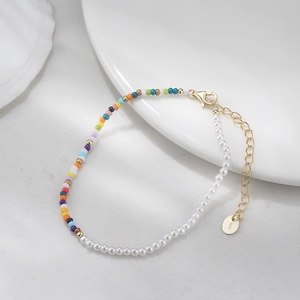 Close-up of S925 sterling silver clasp and colorful beads on a handcrafted bracelet