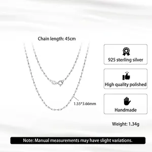 S925 sterling silver minimalist thin chain necklace 45cm length with spring clasp