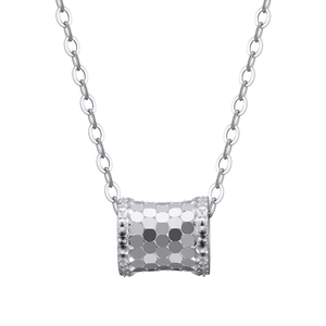 Sparkling S925 sterling silver honeycomb pendant necklace with a polished mirror finish