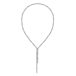 Minimalist S925 sterling silver Y-shaped long necklace with polished beads and metal tubes