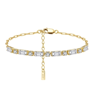 925 Sterling Silver Zirconia Bracelet For Women Elegant Gold Silver Plated Chain Geometric Inlaid Party Wedding Jewelry Gift