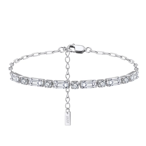 Elegant S925 sterling silver bracelet featuring radiant and round cut zircon stones