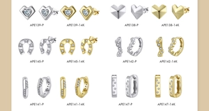 Assorted S925 silver stud earrings collection with gold and silver geometric designs