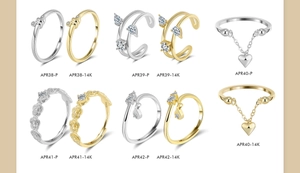 Detailed display of S925 sterling silver rings with 5A cubic zirconia in gold and silver