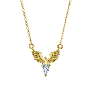 Collier Pendentif Ailes d'Ange en Argent Sterling 925 Pour Femmes Avec Zirconium Taille Poire Chaîne Clavicule Minimaliste Bijoux de Mode